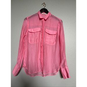 Scotch & Soda Pink Semi-Sheer Textured Button Down w/ Chest Pockets (M)